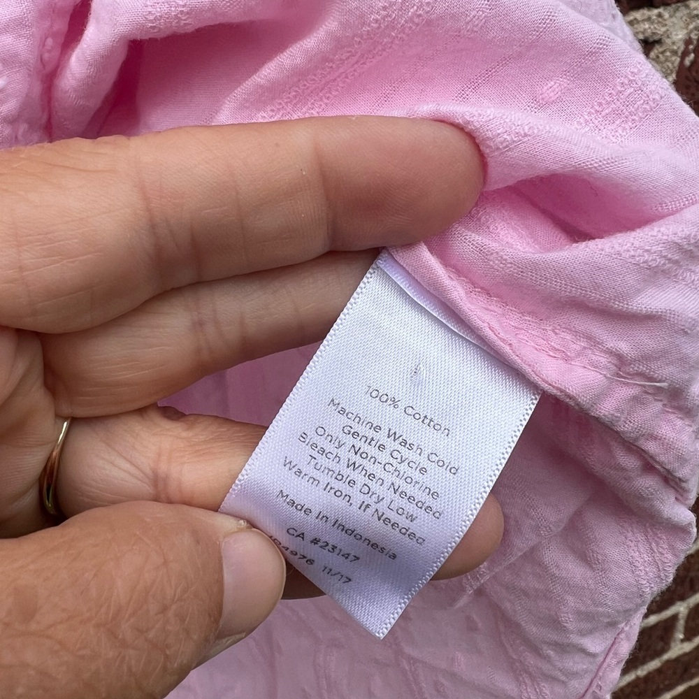 Talbots Pink Button Down Shirt Textures Swiss Dot… - image 5